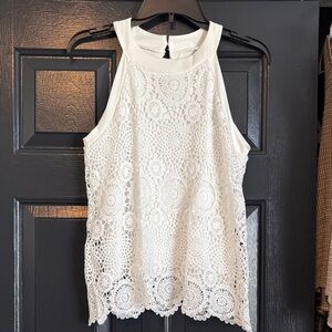 White Lace Sleeveless Top